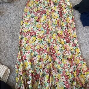 J. Crew Floral Maxi Skirt in Pink and Yellow
